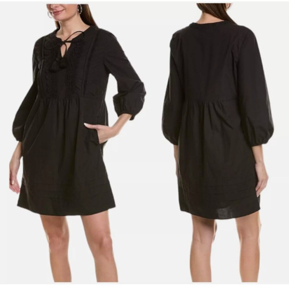 Tommy Bahama Salina Key Black Poplin Cotton Mini Dress Medium Beach Resort